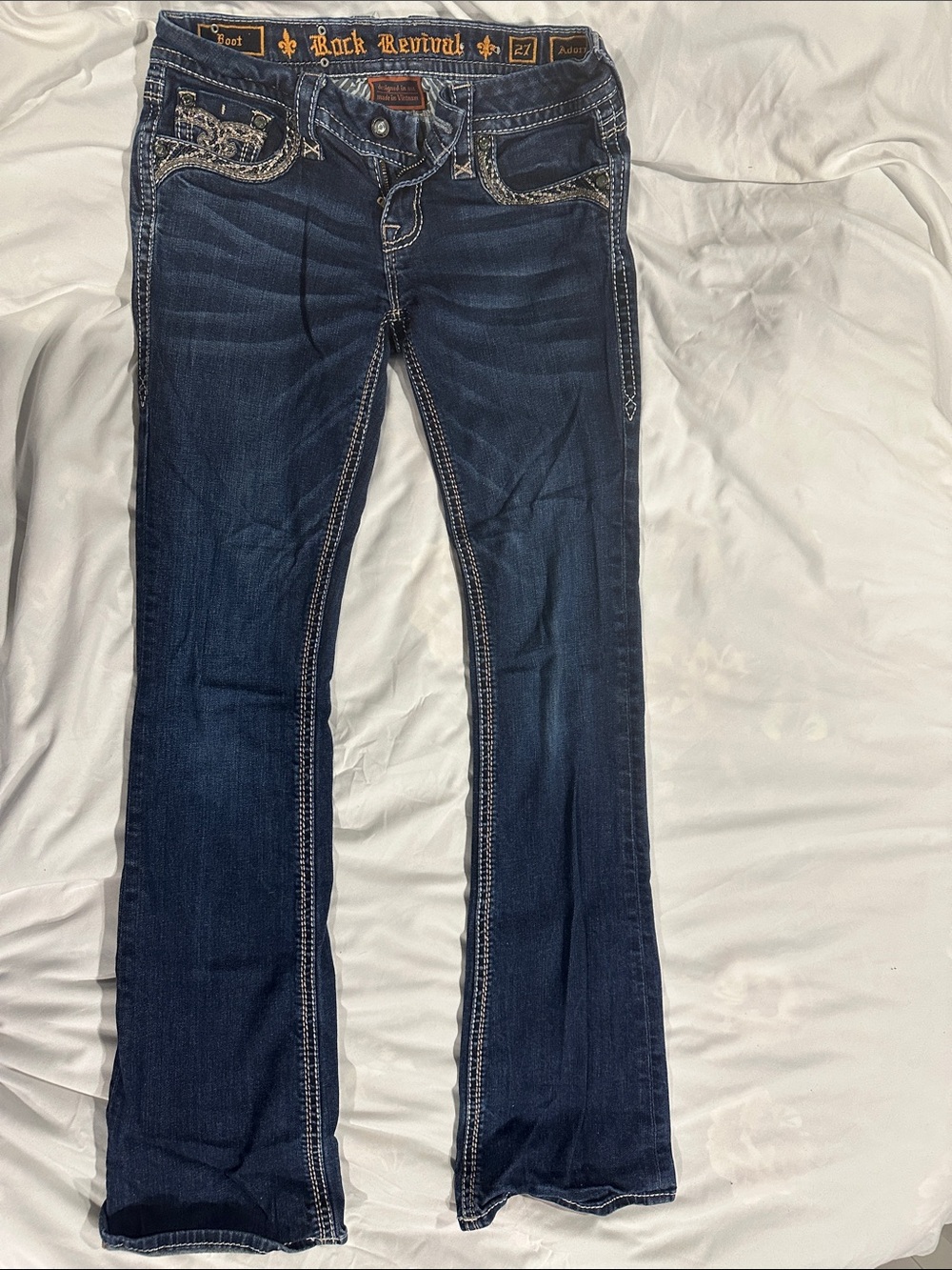Rock Revival Dark Blue Embellished Boot Cut Jeans